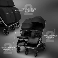 Детская прогулочная коляска для двойни Bubago  Duo X черная