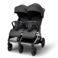 Детская прогулочная коляска для двойни Bubago  Duo X темно-серая