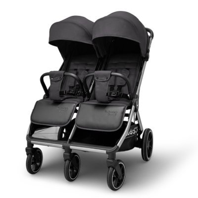 Детская прогулочная коляска для двойни Bubago  Duo X темно-серая