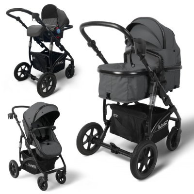 Коляска модульная BubaGO Zoom 3в1 темно-серая