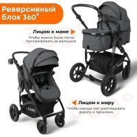 Коляска модульная BubaGO Zoom  3в1 темно-серая