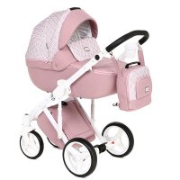 Детская коляска Adamex Luciano 2 в 1 Q220 розовый-розовый в белые квадраты
