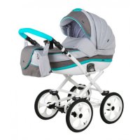 Детская коляска Adamex Marcello (2 в 1) R9 серый-графитовый-бирюзовый