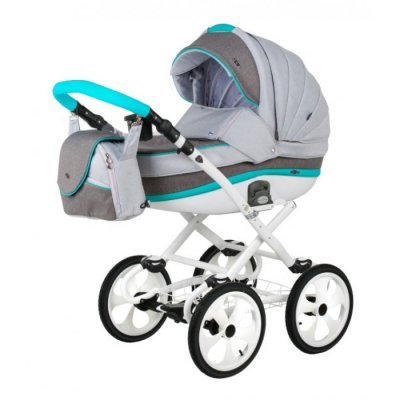 Детская коляска Adamex Marcello (2 в 1) R9 серый-графитовый-бирюзовый