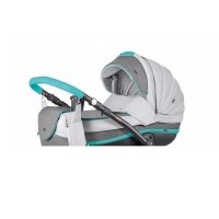 Детская коляска Adamex Marcello (2 в 1) R14 серый-графитовый-бирюзовый