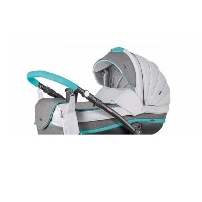 Детская коляска Adamex Marcello (2 в 1) R14 серый-графитовый-бирюзовый