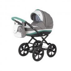 Детская коляска Adamex Marcello (2 в 1) R15 графитовый-белый-бирюзовый