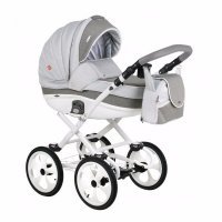 Детская коляска Adamex Marcello (2 в 1) R10 серый-графитовый-белый