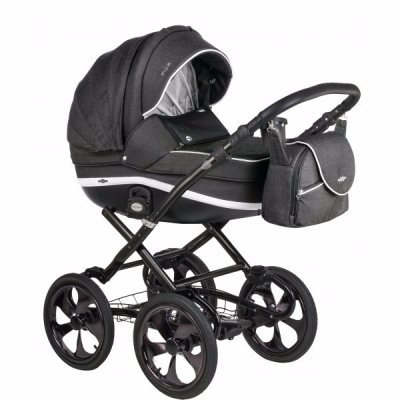 Детская коляска Adamex Marcello (2 в 1) R11 черный-белый-черный