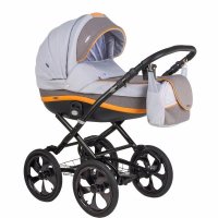 Детская коляска Adamex Marcello (2 в 1) R12 серый-графитовый-оранжевый