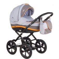 Детская коляска Adamex Marcello (2 в 1) R12 серый-графитовый-оранжевый