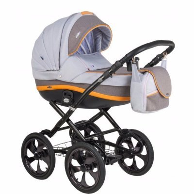 Детская коляска Adamex Marcello (2 в 1) R12 серый-графитовый-оранжевый