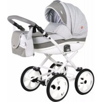 Детская коляска Adamex Marcello (2 в 1) R13 серый-графитовый-белый Детская коляска Adamex Marcello (2 в 1) R13 серый-графитовый-белый