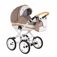 Детская коляска Adamex Marcello (2 в 1) R3 бежевый-белый-бежевый