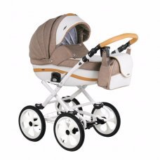 Детская коляска Adamex Marcello (2 в 1) R3 бежевый-белый-бежевый