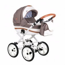 Детская коляска Adamex Marcello (2 в 1) R4 коричневый-белый-коричневый