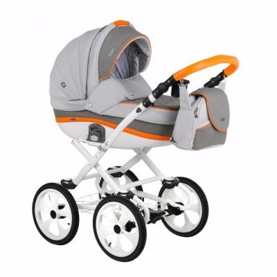 Детская коляска Adamex Marcello (2 в 1) R5 серый-графитовый-оранжевый