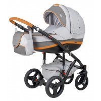 Детская коляска Adamex Vicco (2 в 1) R12 серый-графитовый-оранжевый Детская коляска Adamex Vicco (2 в 1) R12 серый-графитовый-оранжевый