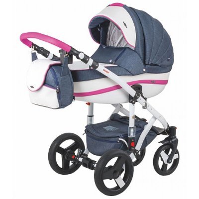 Детская коляска Adamex Vicco (2 в 1) R8 синий-белый-розовый