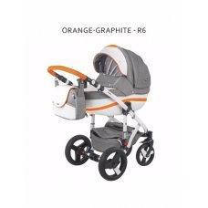 Детская коляска Adamex Vicco (2 в 1) R6 графитовый-белый-оранжевый