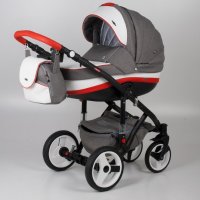 Детская коляска Adamex Vicco (2 в 1) R2 графитовый-белый-красный Детская коляска Adamex Vicco (2 в 1) R2 графитовый-белый-красный