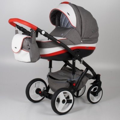 Детская коляска Adamex Vicco (2 в 1) R2 графитовый-белый-красный
