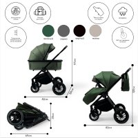 Детская коляска  BubaGO BLOOM 3 in 1 Зелёная