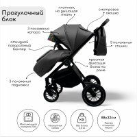 Детская коляска BubaGO BLOOM 3 in 1 Тёмно-Серая