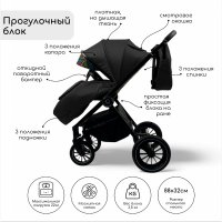 Детская коляска BubaGO BLOOM 3 in 1 Чёрная