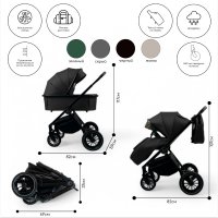 Детская коляска BubaGO BLOOM 3 in 1 Чёрная