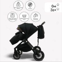 Прогулочная коляска BubaGO BLOOM 2 in 1 Чёрный/Black