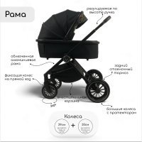 Прогулочная коляска BubaGO BLOOM 2 in 1 Чёрный/Black