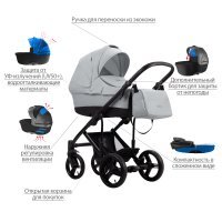 Детская коляска 2 в 1 Bebetto Magnum LUX_08_CZA