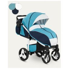 Детская коляска Camarelo Elf Xel-8 Цвет малахит-бирюзовый-белая кожа