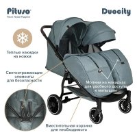 Коляска для двойни Pituso DUOCITY для двойни (прогулочная), Emerald Green/Изумрудно-Зеленый