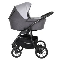 PITUSO Коляска 2 в1 Nino короб+прогулка Antracyt + Кожа Metalic Grey 