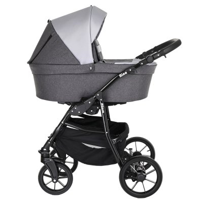 PITUSO Коляска 2 в1 Nino короб+прогулка Antracyt + Кожа Metalic Grey 