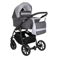 PITUSO Коляска 2 в1 Nino короб+прогулка Antracyt + Кожа Metalic Grey 