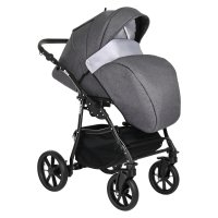 PITUSO Коляска 2 в1 Nino короб+прогулка Antracyt + Кожа Metalic Grey 
