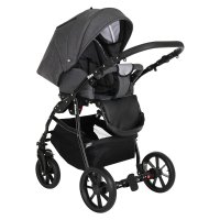 PITUSO Коляска 2 в1 Nino короб+прогулка Antracyt + Кожа Metalic Grey 