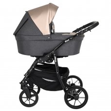 PITUSO Коляска 2 в1 Nino короб+прогулка Antracyt + Кожа Metalic Latte
