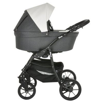 PITUSO Коляска 2 в1 Nino короб+прогулка Antracyt + Кожа Metalic White
