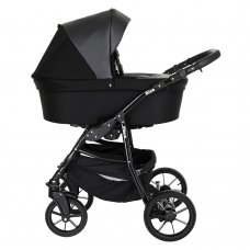 PITUSO Коляска 2 в1 Nino короб+прогулка Black + Кожа Black