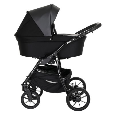 PITUSO Коляска 2 в1 Nino короб+прогулка Black + Кожа Black 