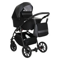 PITUSO Коляска 2 в1 Nino короб+прогулка Black + Кожа Black
