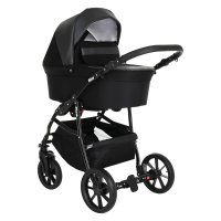 PITUSO Коляска 2 в1 Nino короб+прогулка Black + Кожа Black