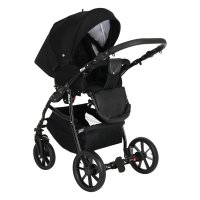 PITUSO Коляска 2 в1 Nino короб+прогулка Black + Кожа Black