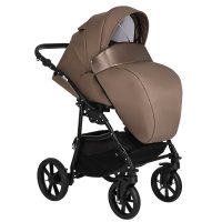 PITUSO Коляска 2 в1 Nino короб+прогулка Cappuccino + Кожа Metalic Mocca 