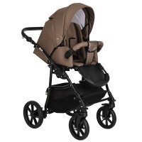 PITUSO Коляска 2 в1 Nino короб+прогулка Cappuccino + Кожа Metalic Mocca 