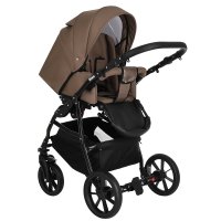 PITUSO Коляска 2 в1 Nino короб+прогулка Cappuccino + Кожа Metalic Mocca 